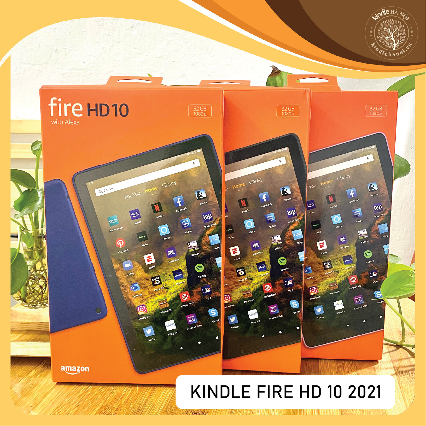 Máy tính bảng Kindle Fire HD 10 2021 màn hình 10inch Full HD 1900×1200, RAM 3GB/4GB cài được CH play